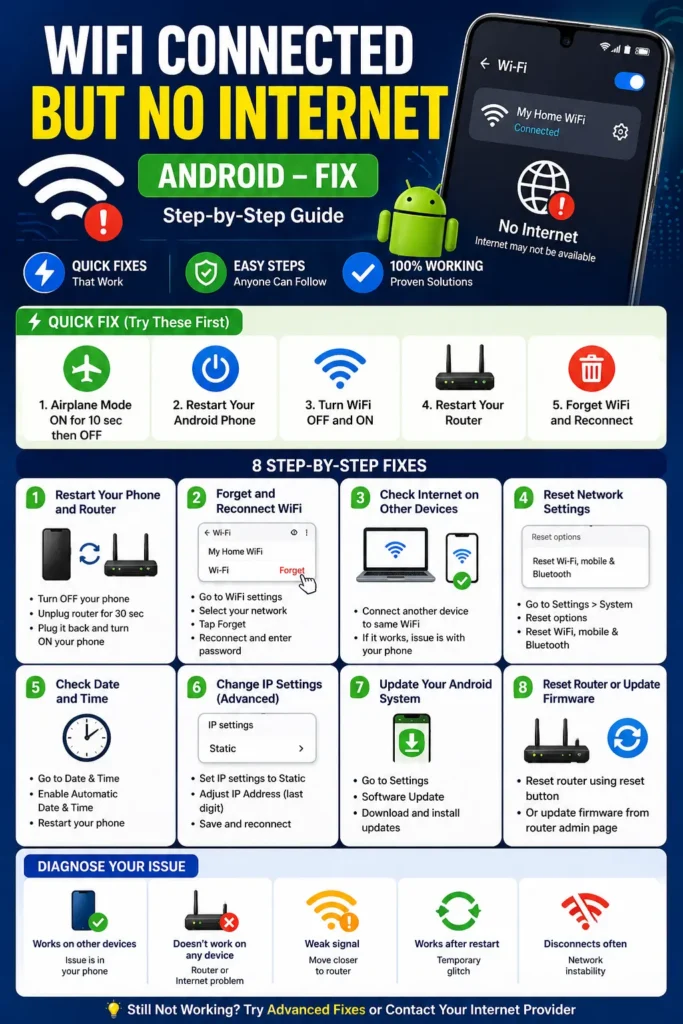 wifi connected but no internet android
