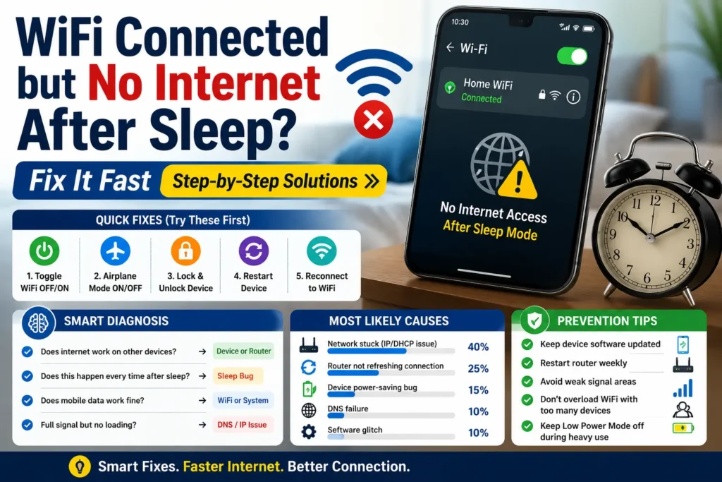 wifi connected but no internet after sleep
